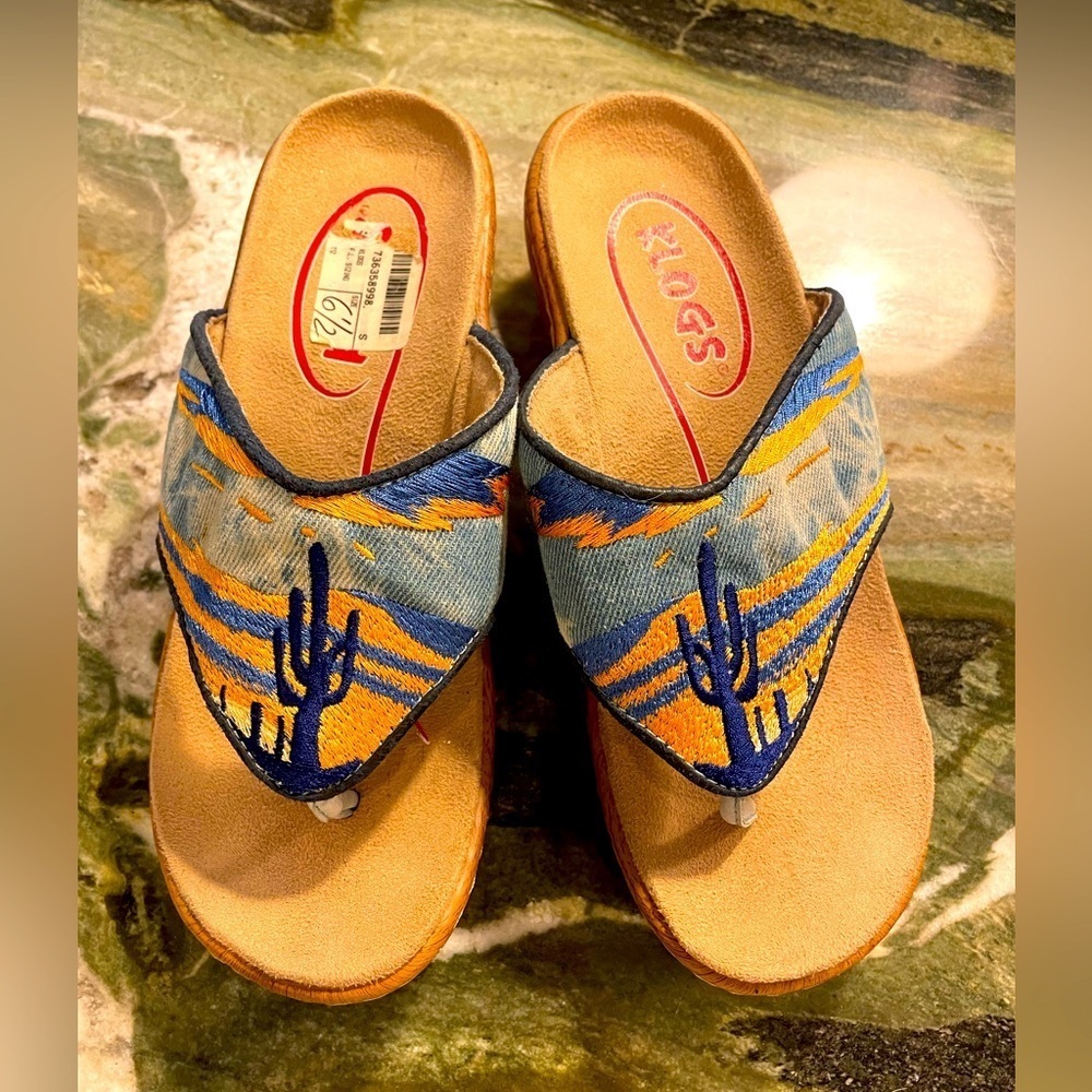 KLOGS vintage wedge sandal in cactus/Southwest print